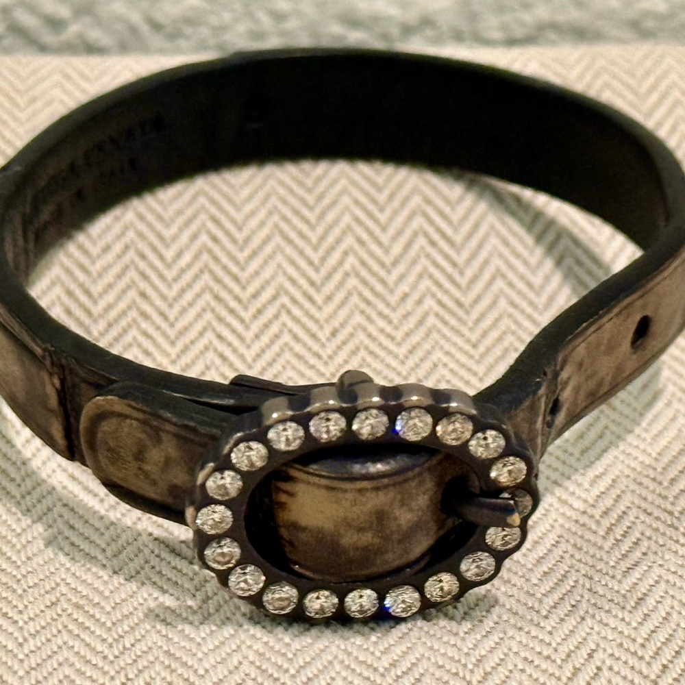 Bottega Veneta Leather Wrap Bracelet w/ Sparkling Crystal Buckle Authentic